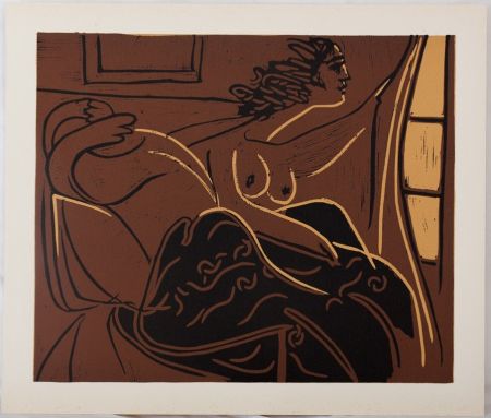 Linolschnitt Picasso - Curiosité : Deux femmes à la fenêtre