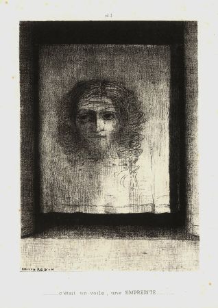 Lithographie Redon - C'était un voile, une empreinte