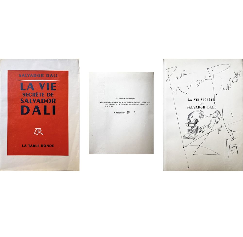 Illustriertes Buch Dali - DALI LA VIE SECRÈTE DE SALVADOR DALI (1952) : le n°1 avec dessin original