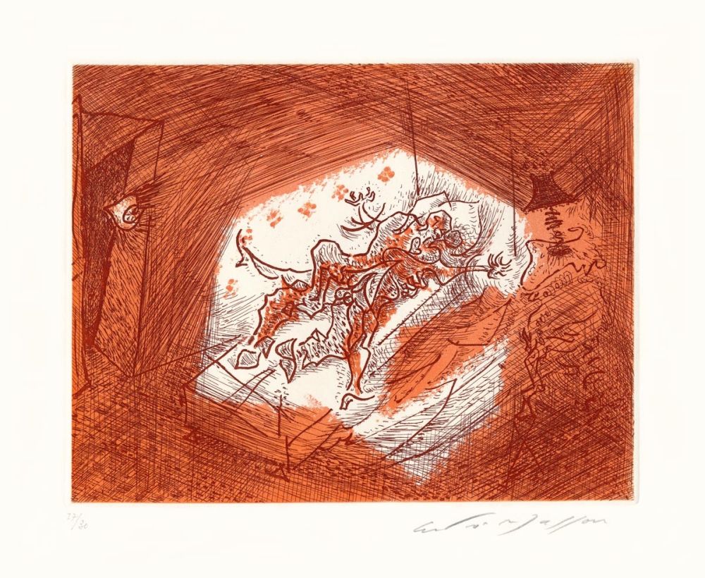 Radierung Masson - Dans l'alcôve