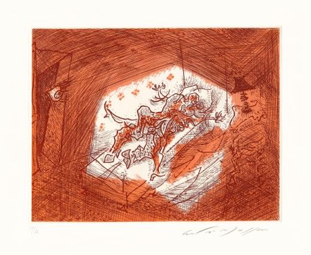 Radierung Masson - Dans l'alcôve