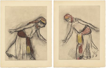 Radierung Und Aquatinta Degas - Danseuse orientale : 2 études (vers 1890)