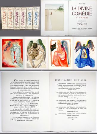 Illustriertes Buch Dali - Dante : LA DIVINE COMÉDIE. 6 volumes. 100 planches couleurs et suites de décompositions (1959-1963).