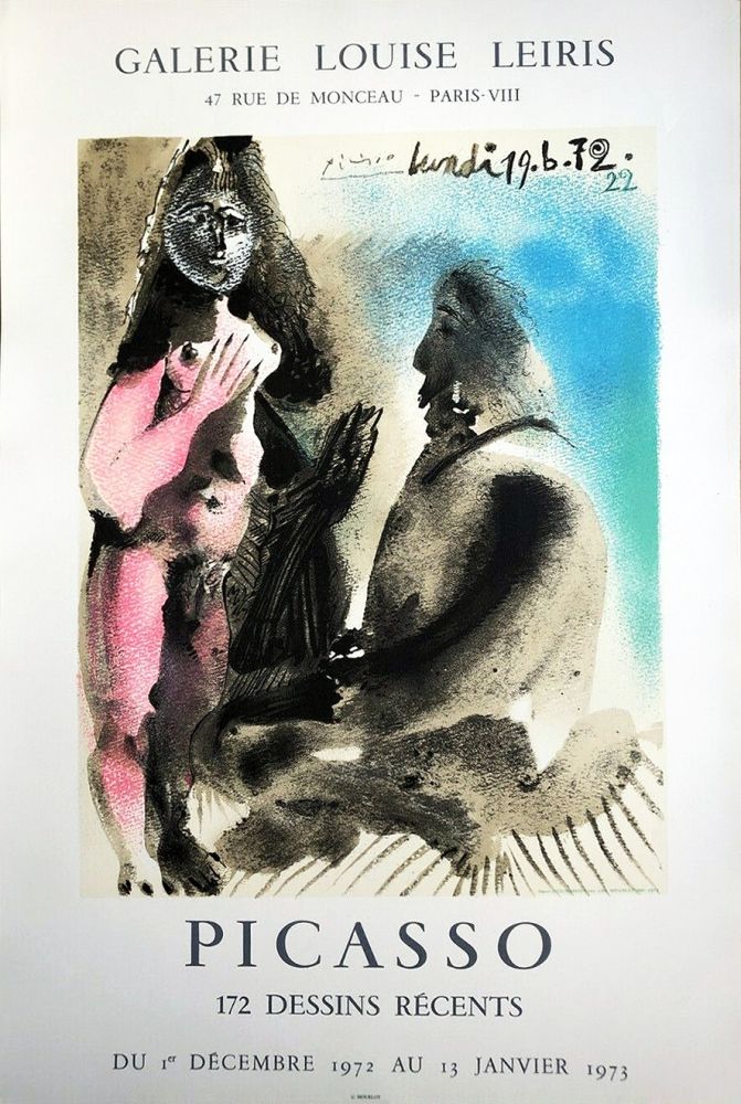 Plakat Picasso - (d'après). Affiche : Galerie Louise Leiris « PICASSO DESSINS RÉCENTS » 1972-73