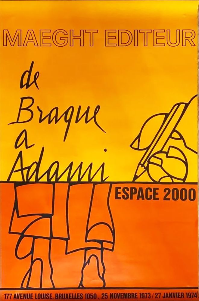 Plakat Adami - DE BRAQUE À ADAMI : Exposition 1974. Affiche originale.