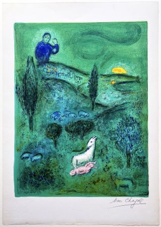 Lithographie Chagall - Découverte de Daphnis par Lamon (de la suite 