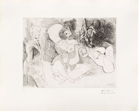 Radierung Picasso - Degas et deux filles, 1971
