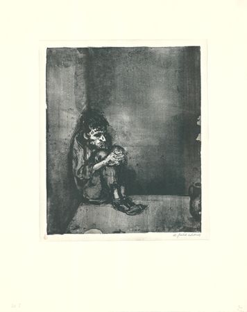 Lithographie Weber - Der Gefangene (Der Blechnapf)