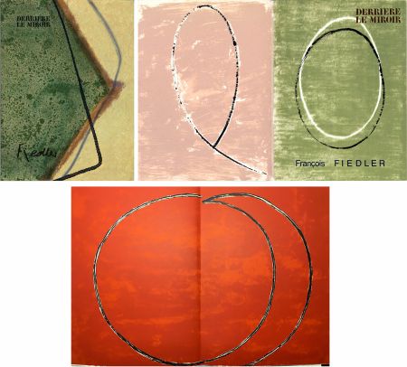 Illustriertes Buch Fiedler - DERRIÈRE LE MIROIR: COLLECTION COMPLÈTE des 4 volumes de la revue  consacrés François Fiedler: 26 LITHOGRAPHIES ORIGINALES (de 1959 à 1974).