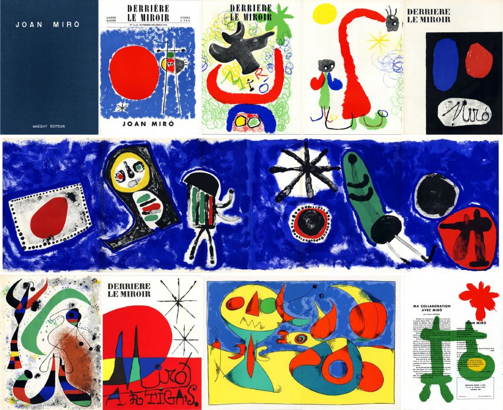 Illustriertes Buch Miró - DERRIÈRE LE MIROIR n° 14-15 (Nov-Décembre 1948) + n° 29-30 (Mai 1950) + n° 57-58-59 (Juin 1953) + n° 87-88-89 MIRO ARTIGAS (Juin-Juillet-Août 1956). 25 LITHOGRAPHIES ORIGINALES. ALBUM MAEGHT ORIGINAL.