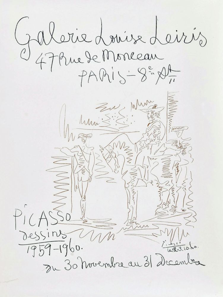 Lithographie Picasso - '' Dessins 1959-1960 ''  -  Galerie Louise LEIRIS