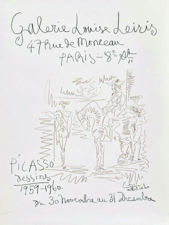 Lithographie Picasso - '' Dessins 1959-1960 ''  -  Galerie Louise LEIRIS
