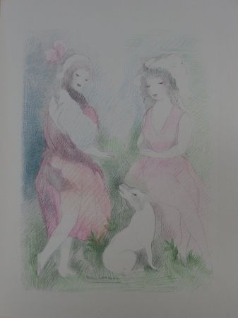Lithographie Laurencin - Deux amies avec un chien