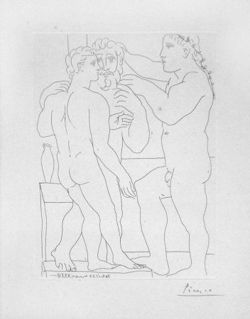 Stich Picasso - Deux hommes sculptes - Two male statues - Three Men Standing