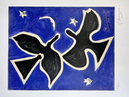 Lithographie Braque - Deux Oiseaux