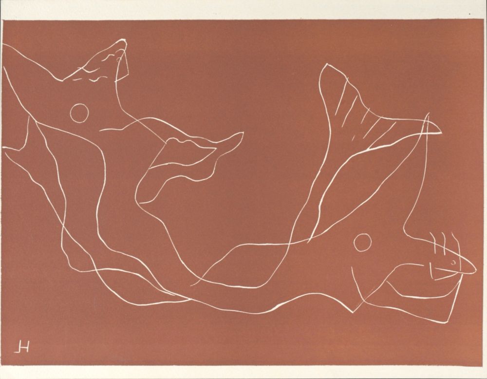 Linolschnitt Laurens - Deux sirènes, 1959