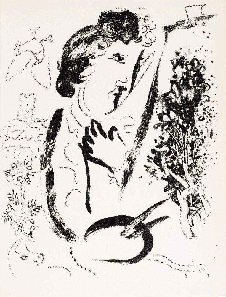 Lithographie Chagall - Devant le tableau  