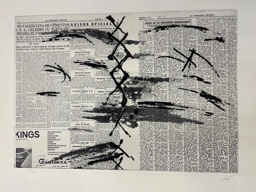 Radierung Tàpies - Diario en papel