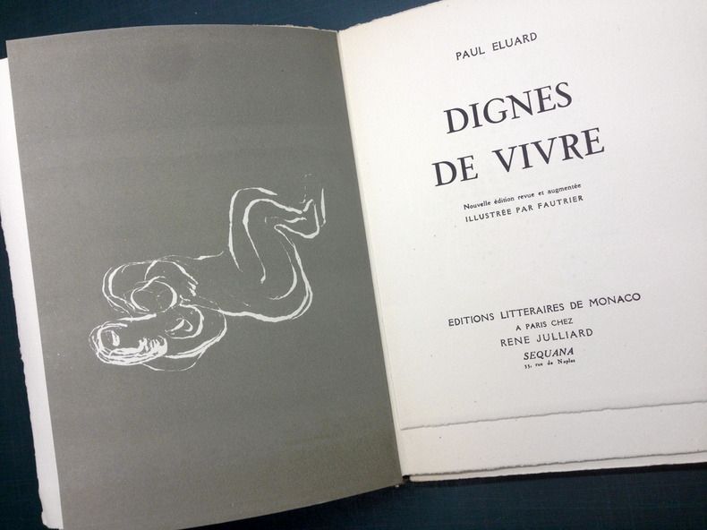 Illustriertes Buch Fautrier - DIGNES DE VIVRE. Lithographies de Fautrier. 1944