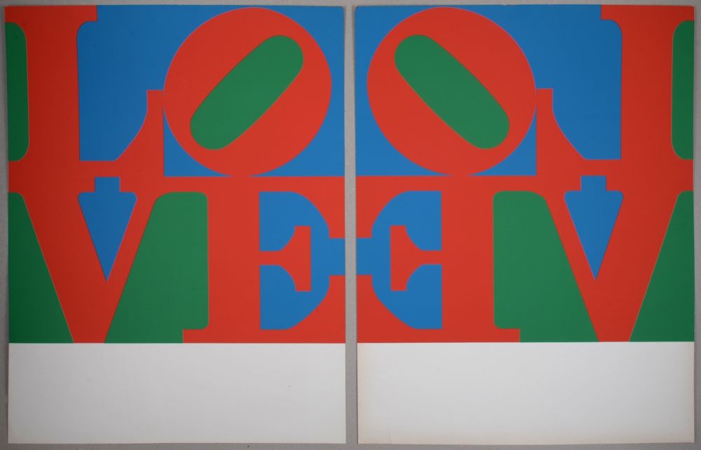 Siebdruck Indiana - Diptych, from LOVE Wall (LOVE Frieze), 1967 - Hand-signed