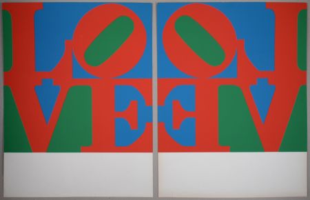 Siebdruck Indiana - Diptych, from LOVE Wall (LOVE Frieze), 1967 - Hand-signed