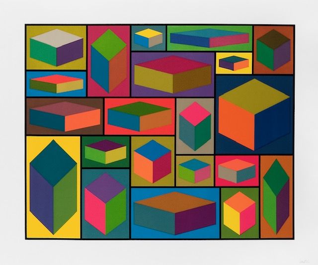 Linolschnitt Lewitt - Distorted cubes  - planche 2