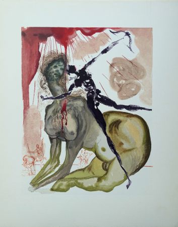 Holzschnitt Dali - Divine Comédie, Enfer 12, Le minotaure