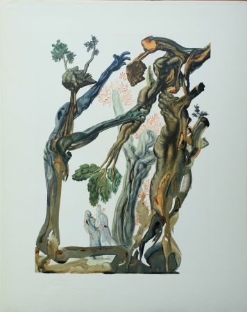 Holzschnitt Dali - Divine Comédie, Enfer 13, La forêt des suicidés