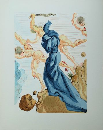Holzschnitt Dali - Divine Comédie, Enfer 15, Les margelles de Phlégéthon