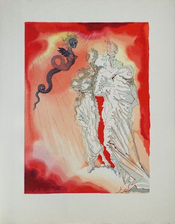 Holzschnitt Dali - Divine Comédie, Enfer 21, Le Diable noir