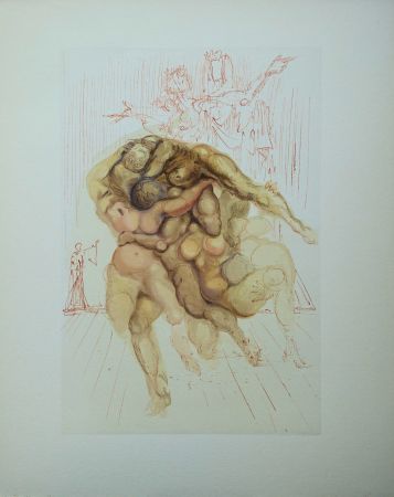 Holzschnitt Dali - Divine Comédie, Enfer 8, Les coléreux
