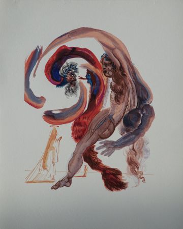 Holzschnitt Dali - Divine Comédie, Purgatoire 18, La quatrième corniche