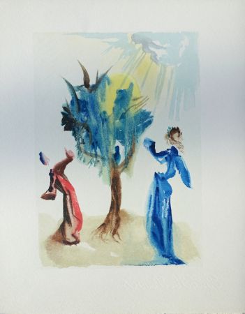 Holzschnitt Dali - Divine Comédie, Purgatoire 24, L'arbre du châtiment