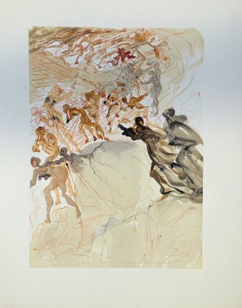 Holzschnitt Dali - Divine Comédie, Purgatoire 25, La luxure