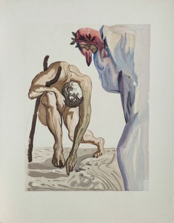 Holzschnitt Dali - Divine Comédie, Purgatoire 7, Les princes de la vallée fleurie