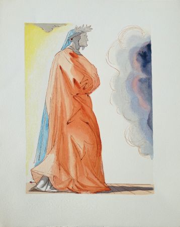 Holzschnitt Dali - Divine Comédie, Paradis 1, Dante à l'entrée du paradis