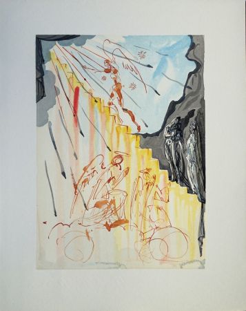Holzschnitt Dali - Divine Comédie, Paradis 21, L'échelle mystique