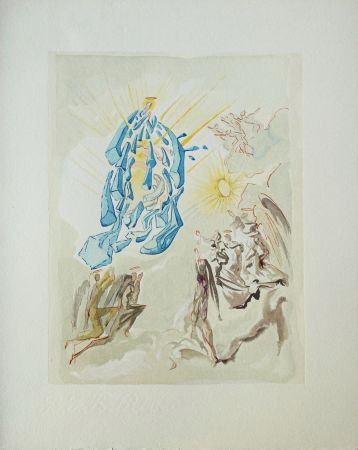 Holzschnitt Dali - Divine Comédie, Paradis 26, Dante recouvre la vue
