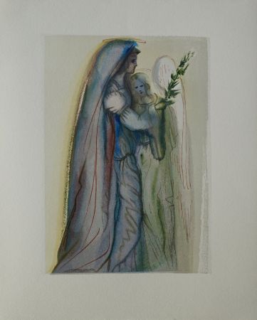 Holzschnitt Dali - Divine Comédie, Paradis 32, Le réconfort des anges