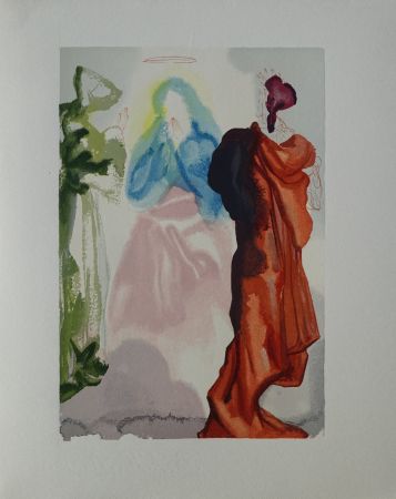 Holzschnitt Dali - Divine Comédie, Paradis 33, La prière de Saint Bernard