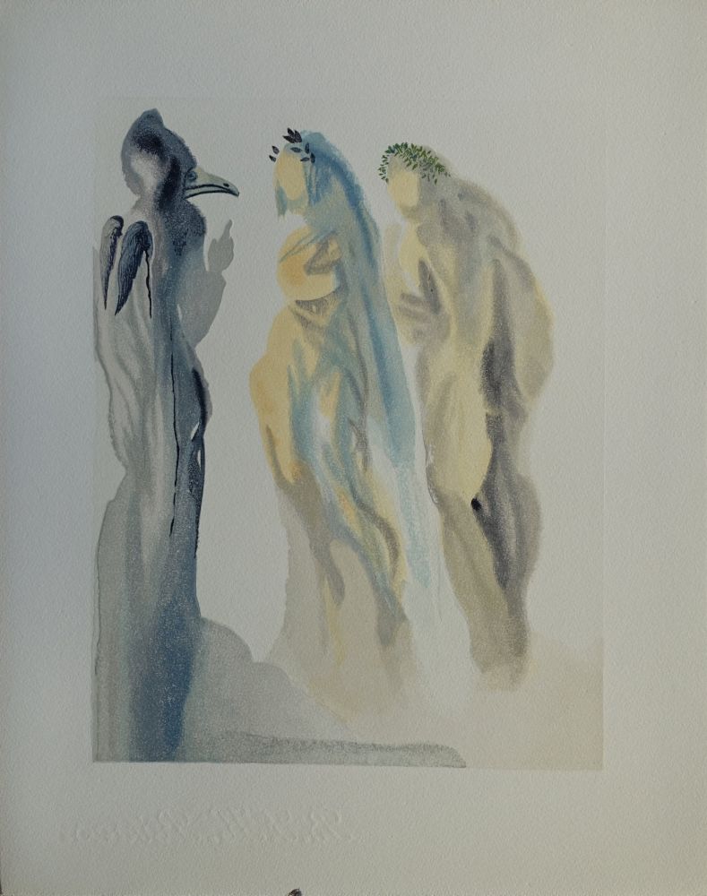 Holzschnitt Dali - Divine Comédie, Paradis 9, Le ciel de Vénus