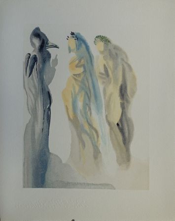 Holzschnitt Dali - Divine Comédie, Paradis 9, Le ciel de Vénus