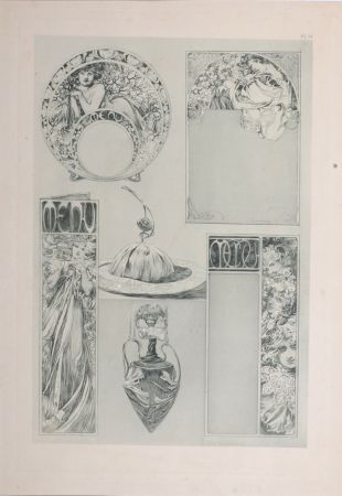Lithographie Mucha - Documents Décoratifs - PLATE 34, 1902 