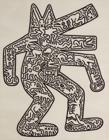 Lithographie Haring - Dog