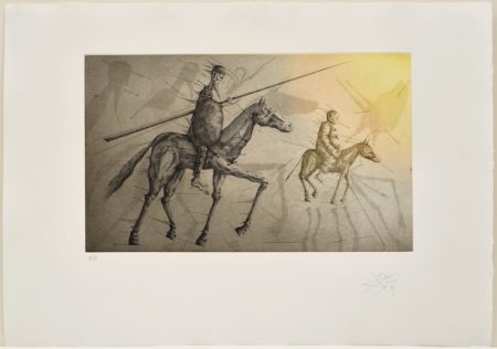 Radierung Und Aquatinta Ponç -  Don Quichotte suivant Sancho, X