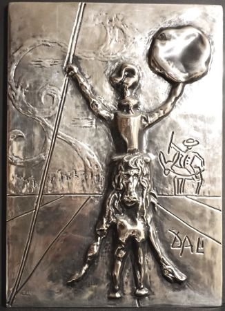 Multiple Dali - Don Quixote Silver Bas Relief With Original Box