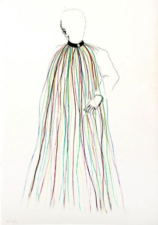 Lithographie Dine - Dorian Gray in Multi-Colored Vinyl Stripe Cape