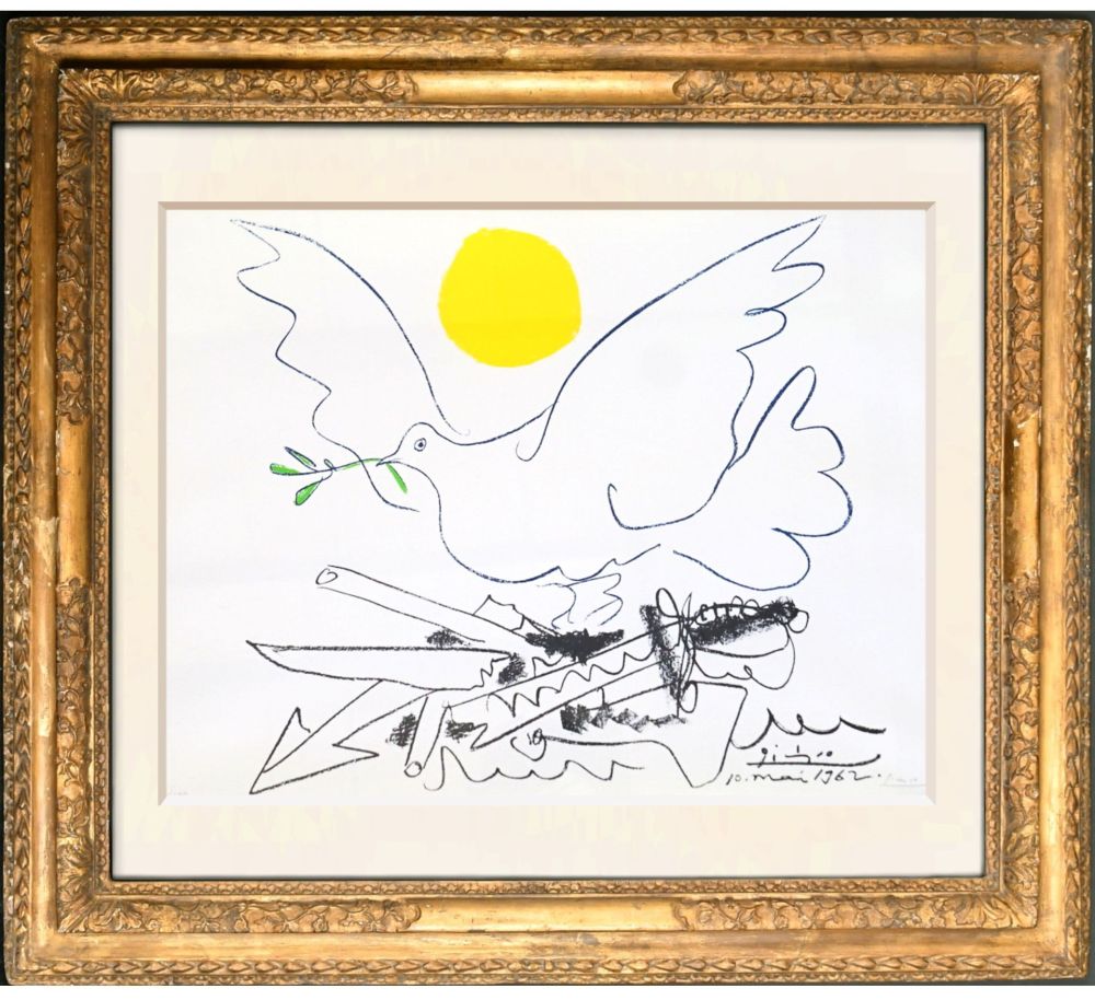 Lithographie Picasso - Dove with yellow sun (Colombe au Soleil)