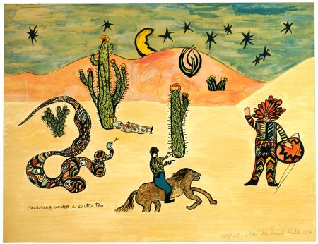 Lithographie De Saint Phalle - Dreaming under a cactus tree