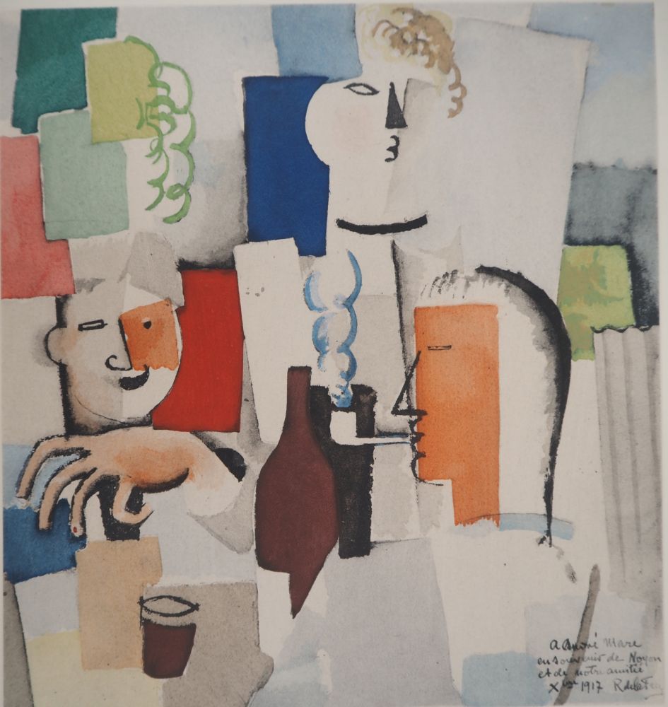 Lithographie De La Fresnaye - Déjeuner entre amis (La Madelon)